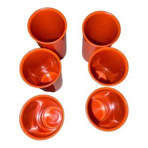 Tupperware Vintage Orange Plastic Tumblers Set Of 6